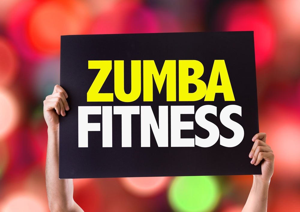 Zumba Fitness card with bokeh background